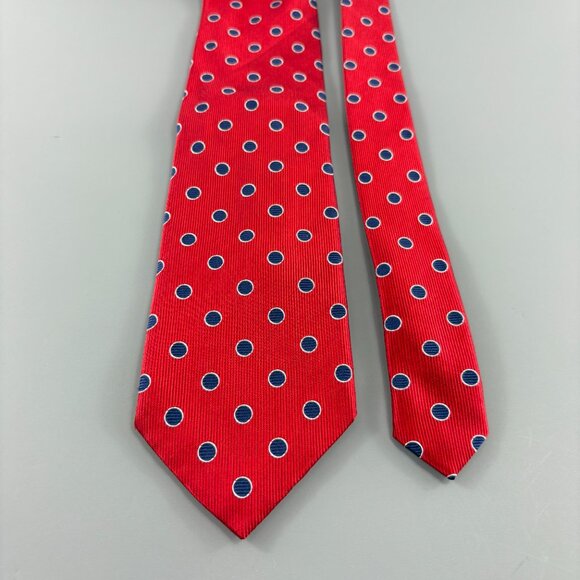 Sartori Red / Blue Polka Dots Men's Tie 3 1/2" x 60" - Picture 2 of 3